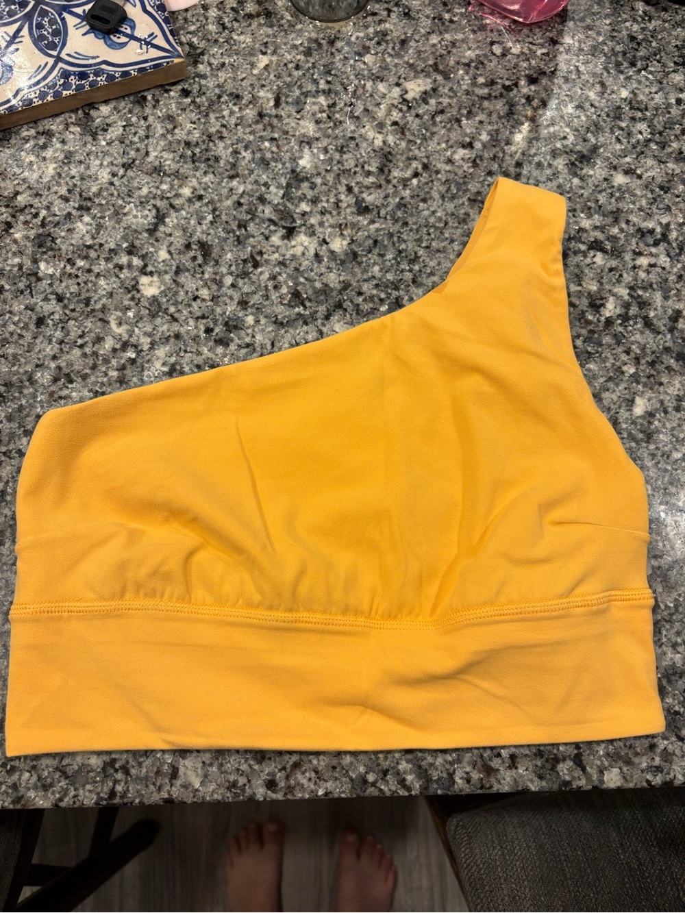 lululemon athletica One-Shoulder Crop Sports Top in Bright Yellow